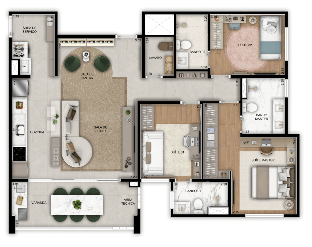 Planta do decorado do Wide Nova Campinas, Campinas/SP